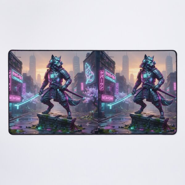 Item preview, Cyberpunk Samurai Wolf - Futuristic Tech Art Print & Sticker designed and sold by Neo Tokio.