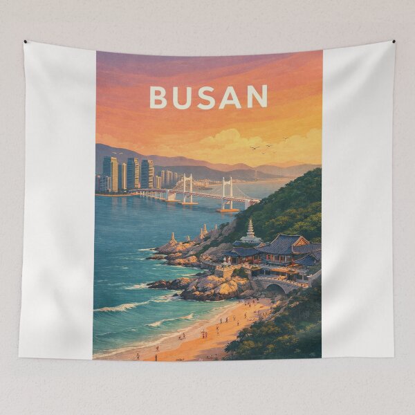 Item preview, Busan Gwangan Bridge Haedong Yonggungsa Haeundae South Korea Coastline designed and sold by Places On Earth.