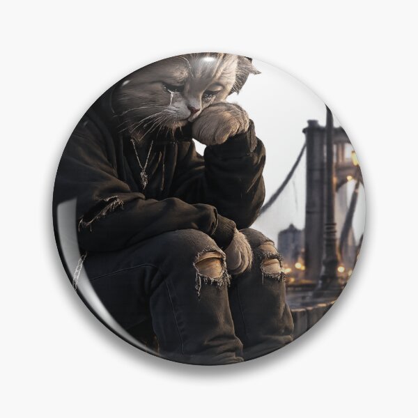 Item preview, Crying Cat on the Bridge – Lonely Night Vibes designed and sold by Genzfirevibes.