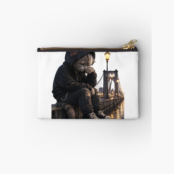 Item preview, Crying Cat on the Bridge – Lonely Night Vibes designed and sold by Genzfirevibes.