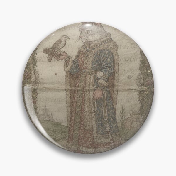Item preview, Medieval Cat Falconer with a Tiny Hawk Manuscript designed and sold by PictorialWhimsy.