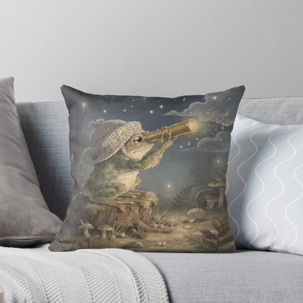 Item preview, Toad Stargazer with a Dewdrop Telescope Cottagecore Art designed and sold by PictorialWhimsy.