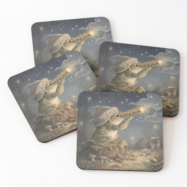 Item preview, Toad Stargazer with a Dewdrop Telescope Cottagecore Art designed and sold by PictorialWhimsy.