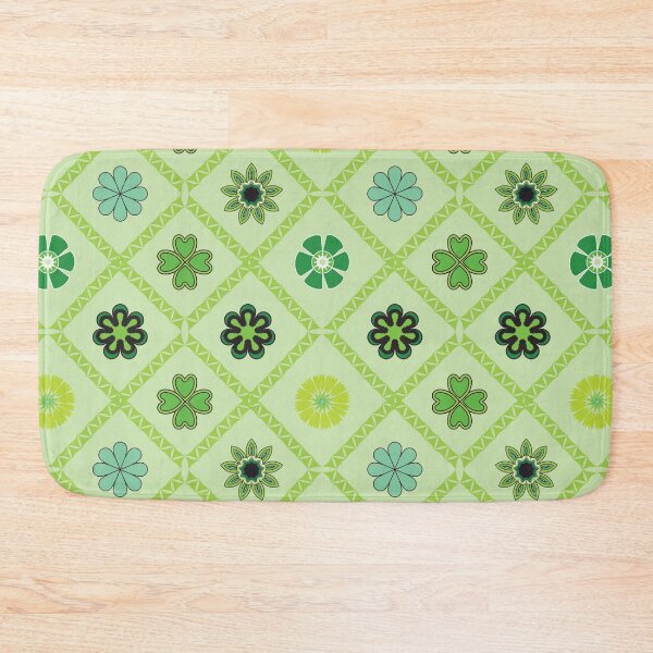 Item preview, Green Floral Geometric Seamless Pattern with Clover Motifs and Decorative Flowers designed and sold by ChaReePat.