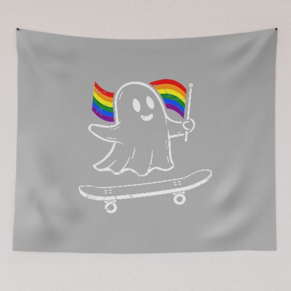 Item preview, Gay Pride Ghost Skateboard Pocket Skate Rainbow Flag LGBT designed and sold by ArleneRowe.