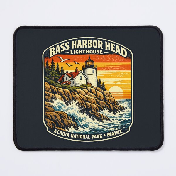 Item preview, Bass Harbor Head Lighthouse Vintage Travel Shirt | Acadia National Park Maine Coastal Retro Lighthouse Adventure Design designed and sold by Globalcitytees.