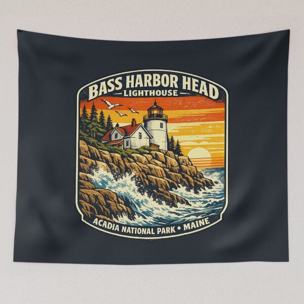 Item preview, Bass Harbor Head Lighthouse Vintage Travel Shirt | Acadia National Park Maine Coastal Retro Lighthouse Adventure Design designed and sold by Globalcitytees.