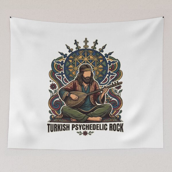 Item preview, Turkish Psychedelic Rock - Retro Anatolian Folk & Saz Player Vintage Design designed and sold by TontikDesign.