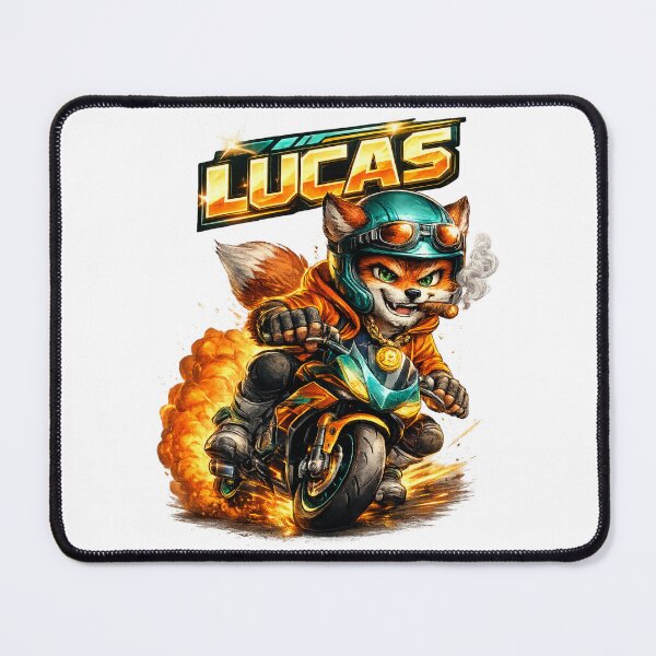 Item preview, Lucas Biker Fox – Personalized Motorcycle Name designed and sold by AlexLineArt.