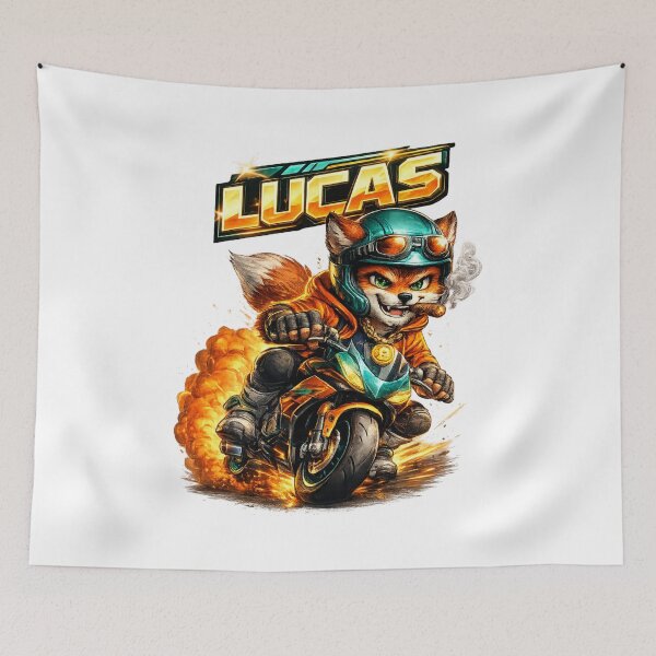 Item preview, Lucas Biker Fox – Personalized Motorcycle Name designed and sold by AlexLineArt.