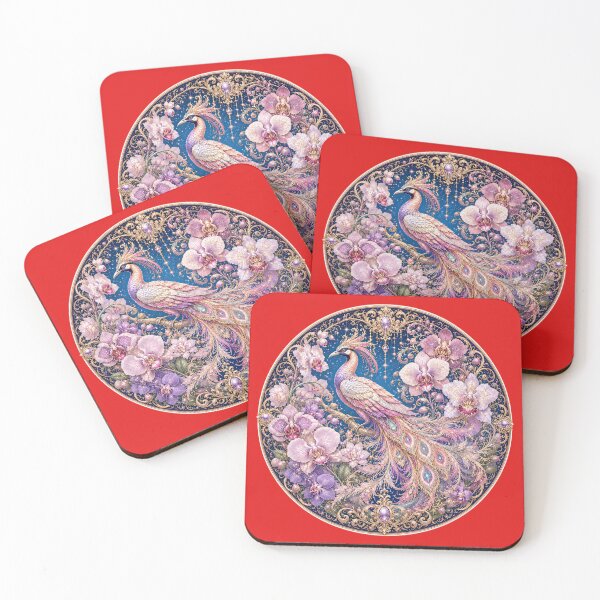 Item preview, Celestial Orchid Peacock | Art Nouveau Fantasy Bird with Purple Orchids designed and sold by sunbowjp stadio.