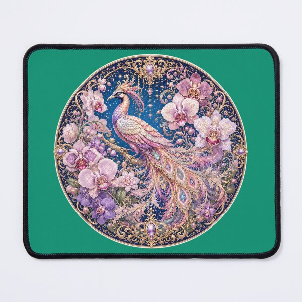 Item preview, Celestial Orchid Peacock | Art Nouveau Fantasy Bird with Purple Orchids designed and sold by sunbowjp stadio.