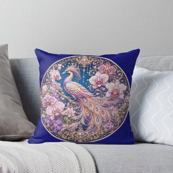 Item preview, Celestial Orchid Peacock | Art Nouveau Fantasy Bird with Purple Orchids designed and sold by sunbowjp stadio.