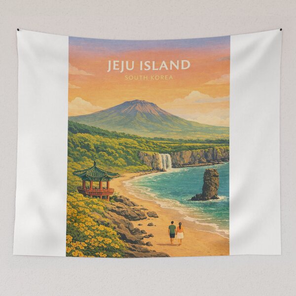 Item preview, Jeju Island Hallasan Coastline and Jeongbang Falls South Korea designed and sold by Places On Earth.