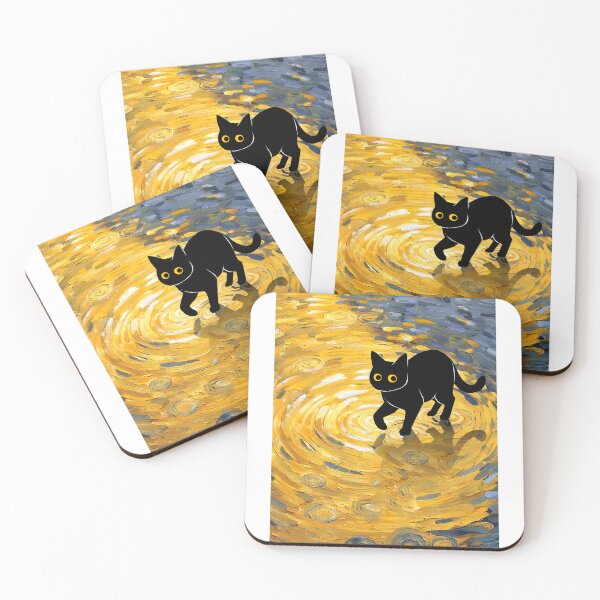 Item preview, Starry Night Black Cat Walking on Water  designed and sold by PurrfectHome.