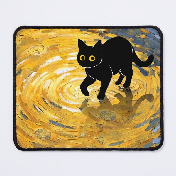 Item preview, Starry Night Black Cat Walking on Water designed and sold by PurrfectHome.