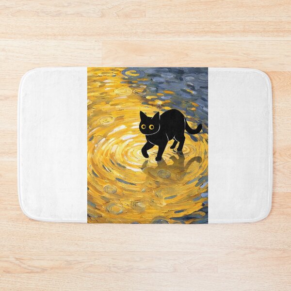 Item preview, Starry Night Black Cat Walking on Water  designed and sold by PurrfectHome.