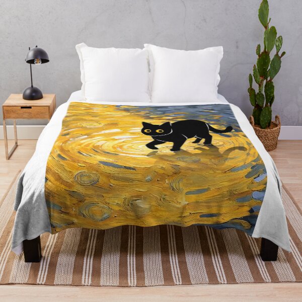 Item preview, Starry Night Black Cat Walking on Water designed and sold by PurrfectHome.