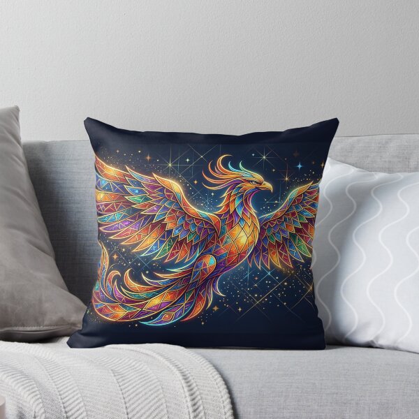 Item preview, Majestic Colorful Abstract Geometric Phoenix Stained Glass Art designed and sold by NaphiArtPrints.