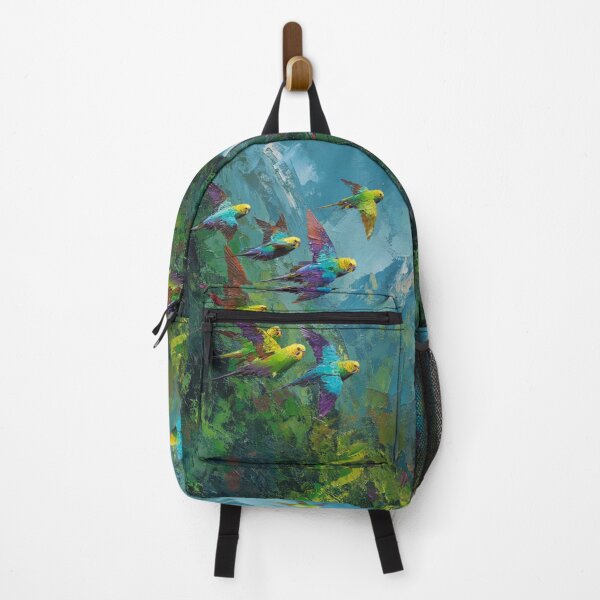 Item preview, A Budgerigar flock sweeping over rainforest valleys, Birds in Motion designed and sold by CDC40.