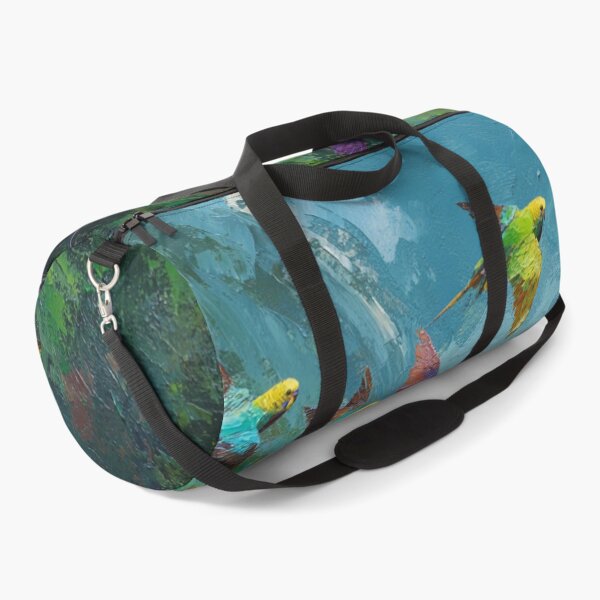 Item preview, A Budgerigar flock sweeping over rainforest valleys, Birds in Motion designed and sold by CDC40.