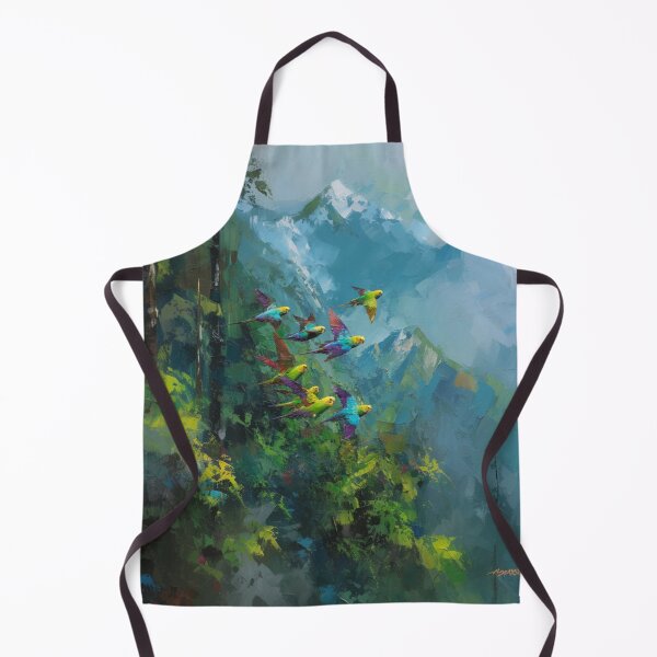Item preview, A Budgerigar flock sweeping over rainforest valleys, Birds in Motion designed and sold by CDC40.