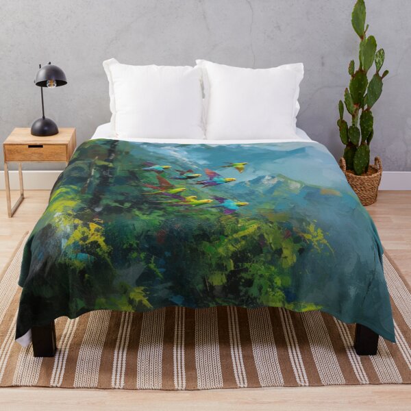 Item preview, A Budgerigar flock sweeping over rainforest valleys, Birds in Motion designed and sold by CDC40.