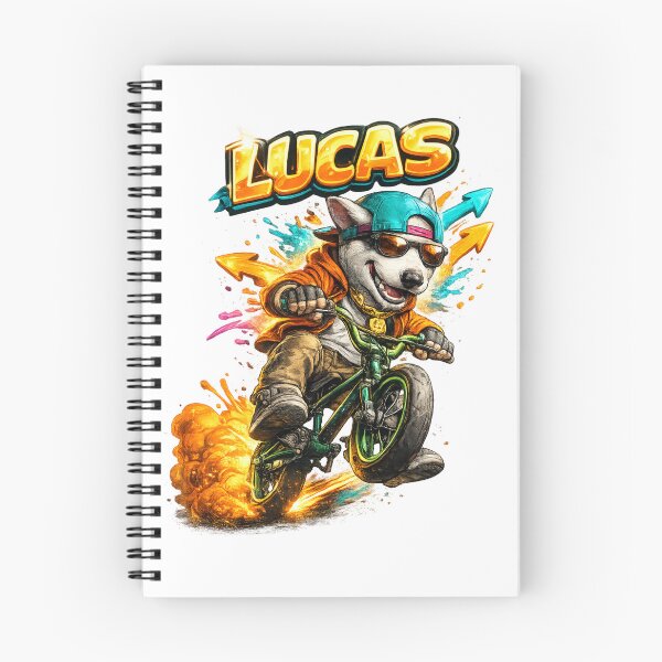 Item preview, Lucas BMX Dog Rider – Personalized Extreme Bike Name designed and sold by AlexLineArt.