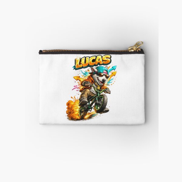 Item preview, Lucas BMX Dog Rider – Personalized Extreme Bike Name designed and sold by AlexLineArt.