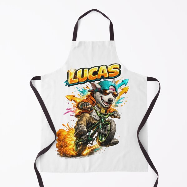 Item preview, Lucas BMX Dog Rider – Personalized Extreme Bike Name designed and sold by AlexLineArt.