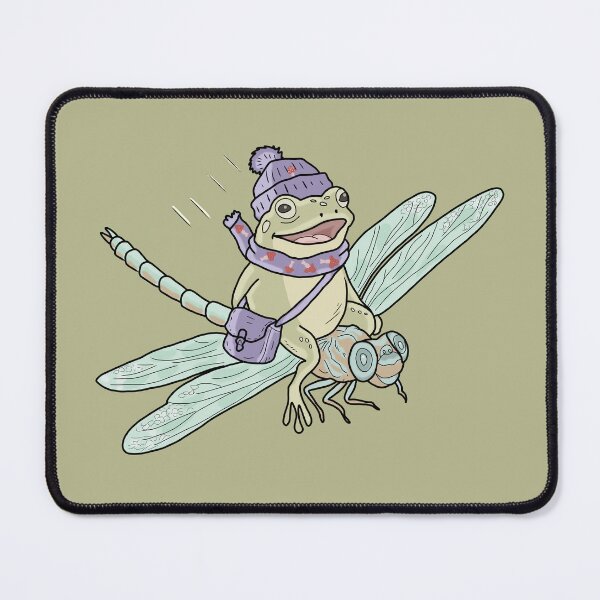 Item preview, Frog on Dragonfly Cute Cottagecore Goblincore Toad Illustration designed and sold by LeshanArt.