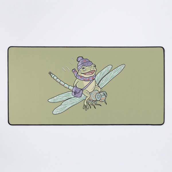 Item preview, Frog on Dragonfly Cute Cottagecore Goblincore Toad Illustration designed and sold by LeshanArt.