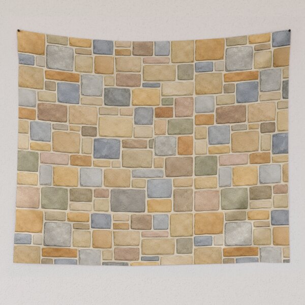 Item preview, Stone wall multicolour print designed and sold by KLflorals.