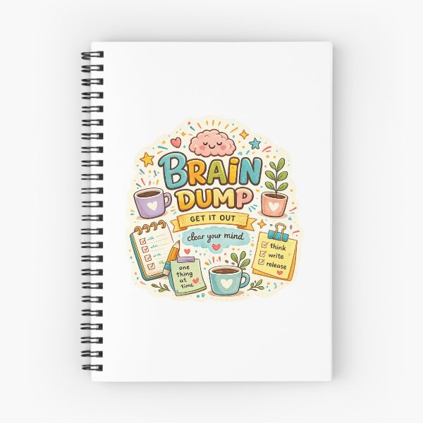 Item preview, Brain Dump ADHD | Cute Mental Health Planner | Neurodivergent Productivity | Executive Function | Cozy Coffee & Stationery Art designed and sold by Pixanova.