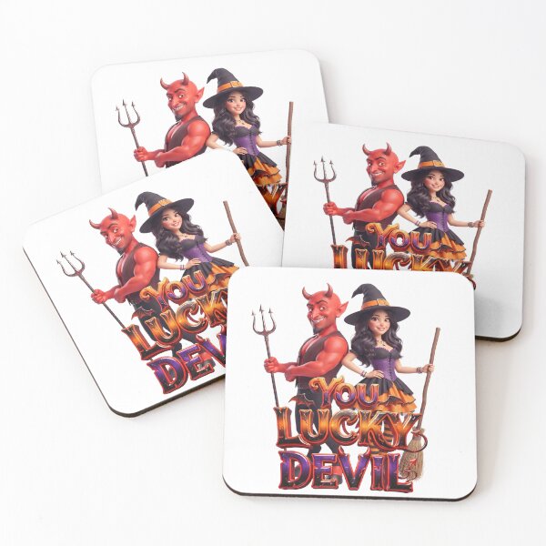 Item preview, You Lucky Devil - Cute Witch and Halloween Devil Art designed and sold by royalflush664.