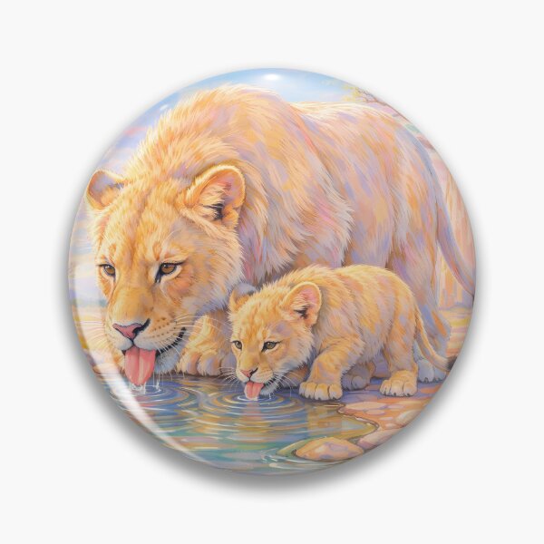 Item preview, Lion Mom and Cub Drinking Water  designed and sold by m-y-A-I-A-R-T-.