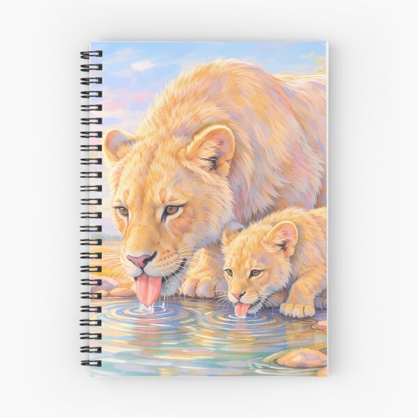 Item preview, Lion Mom and Cub Drinking Water  designed and sold by m-y-A-I-A-R-T-.