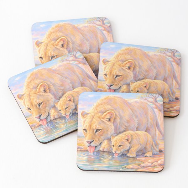 Item preview, Lion Mom and Cub Drinking Water  designed and sold by m-y-A-I-A-R-T-.