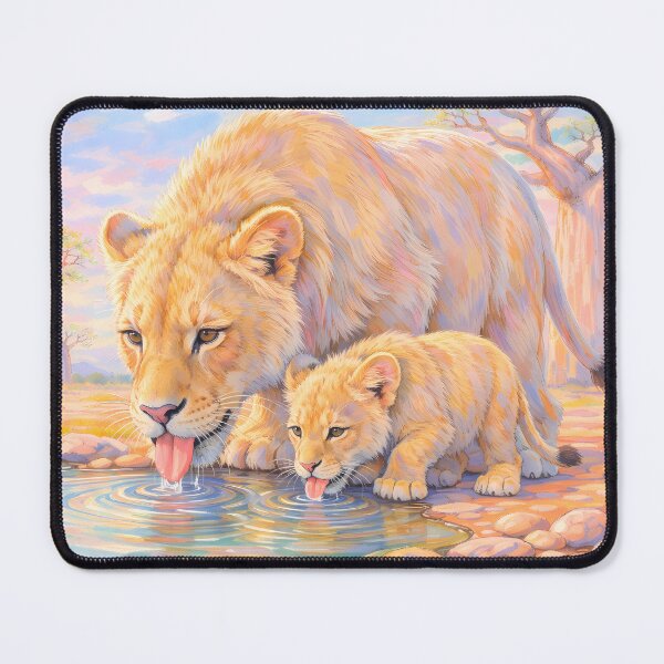 Item preview, Lion Mom and Cub Drinking Water designed and sold by m-y-A-I-A-R-T-.