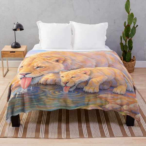 Item preview, Lion Mom and Cub Drinking Water designed and sold by M-Y-A-R-T-.