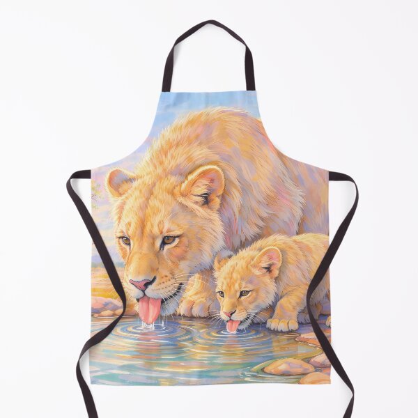 Item preview, Lion Mom and Cub Drinking Water designed and sold by m-y-A-I-A-R-T-.