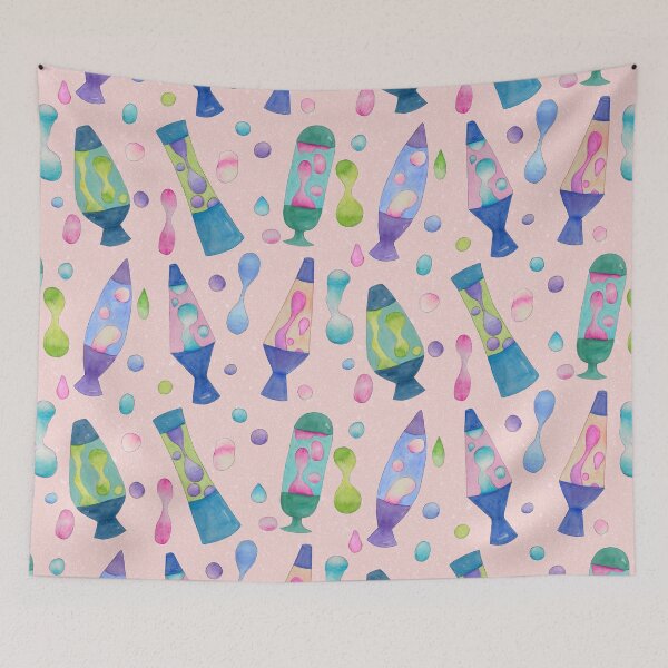 Item preview, Groovy Watercolor Lava Lamps Pattern in Pink designed and sold by Sukilopi.