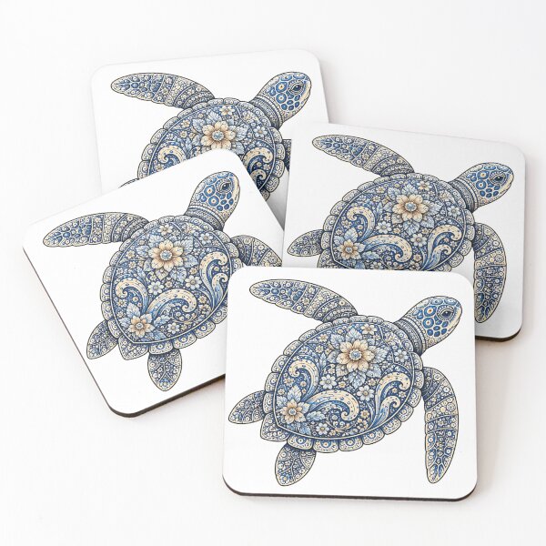 Item preview, Elegant Sea Turtle Swimming | Ocean Floral Art designed and sold by Zaru Art Studio.