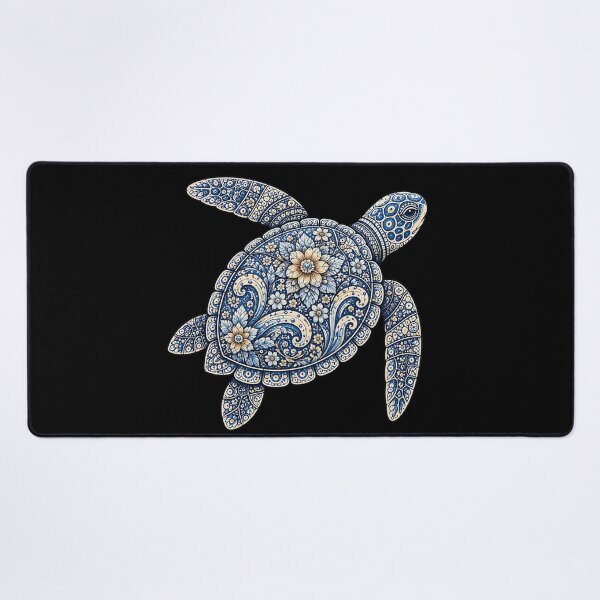 Item preview, Elegant Sea Turtle Swimming | Ocean Floral Art designed and sold by Zaru Zentangle Studio.