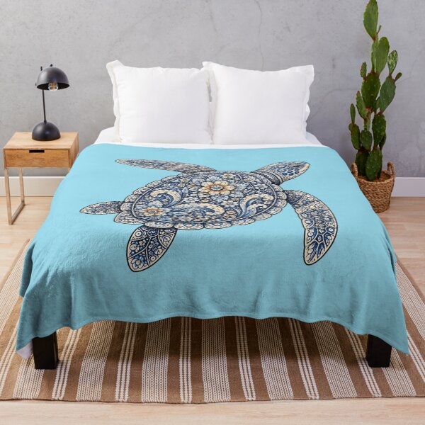 Item preview, Elegant Sea Turtle Swimming | Ocean Floral Art designed and sold by Zaru Zentangle Studio.