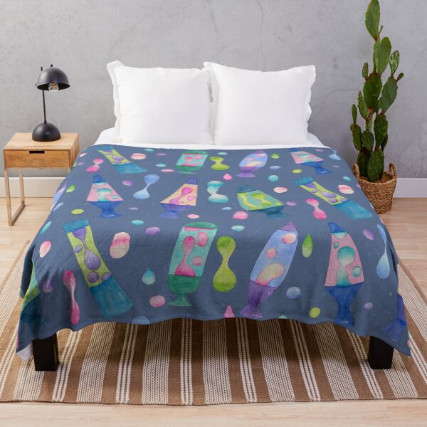 Item preview, Groovy Watercolor Lava Lamps Pattern in Blue designed and sold by Sukilopi.