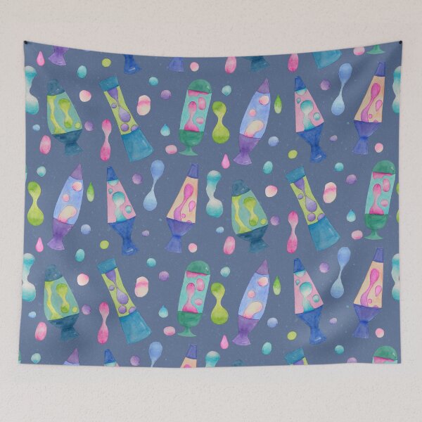 Item preview, Groovy Watercolor Lava Lamps Pattern in Blue designed and sold by Sukilopi.