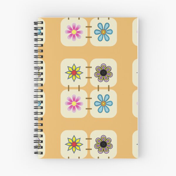 Item preview, Colorful Retro Floral Seamless Pattern with Decorative Square Tiles on Warm Beige Background designed and sold by ChaReePat.