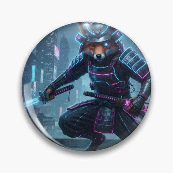 Item preview, Cyberpunk Samurai Fox - Futuristic Tech Art Print & Sticker designed and sold by Neo Tokio.