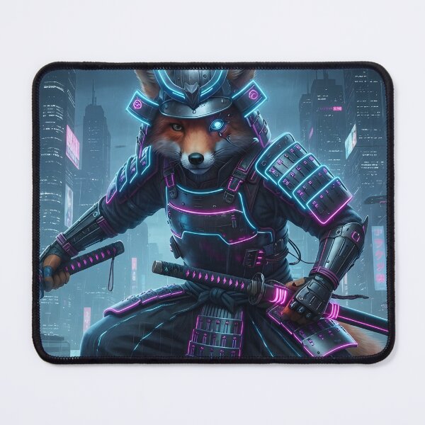 Item preview, Cyberpunk Samurai Fox - Futuristic Tech Art Print & Sticker designed and sold by Neo Tokio.